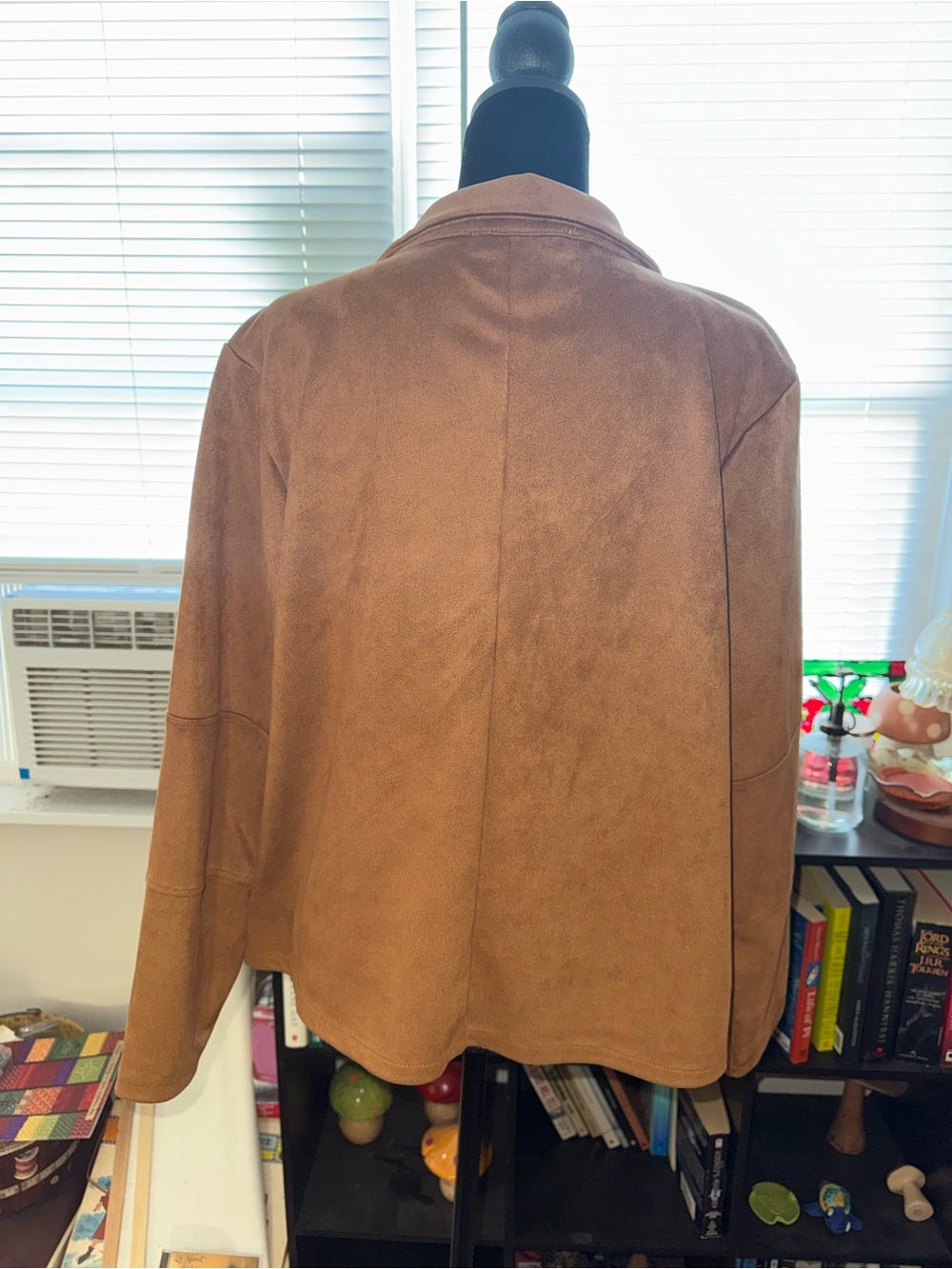 Classic Women's Brown Faux-Suede Moto Jacket - Picture 3 of 5